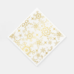 Serviette En Papier Papier Napkins - Flammes de neige noires et d'or