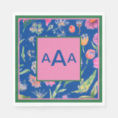 SERVIETTE EN PAPIER PAPIER NAPKINS FLEURS DE MONOGRAMME PERSONNALISÉES (Devant)