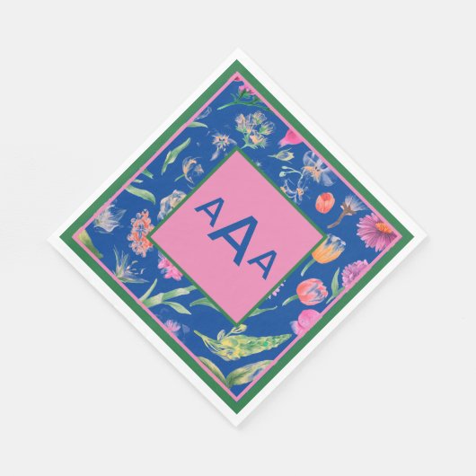 SERVIETTE EN PAPIER PAPIER NAPKINS FLEURS DE MONOGRAMME PERSONNALISÉES (Coin)