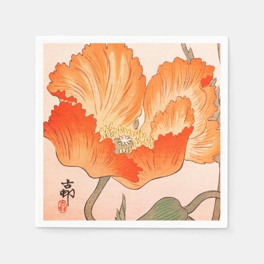 SERVIETTE EN PAPIER PAPIER NAPKINS JAPONAIS POPPY (Devant)