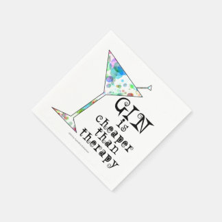 SERVIETTE EN PAPIER PAPIER NAPKINS - LE GIN EST PLUS CHER QUE LA THÉRA