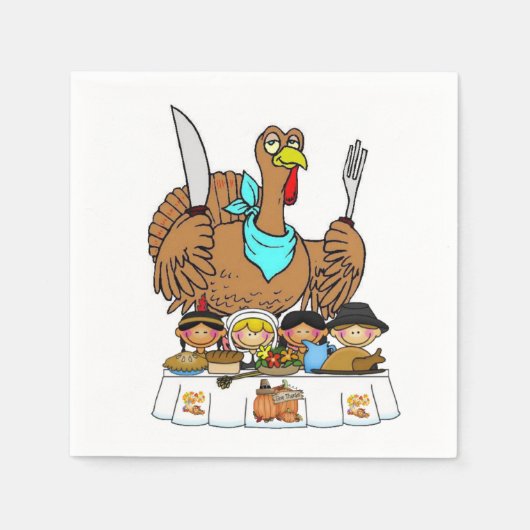 Serviette En Papier Papier Napkins Thanksgiving (Devant)