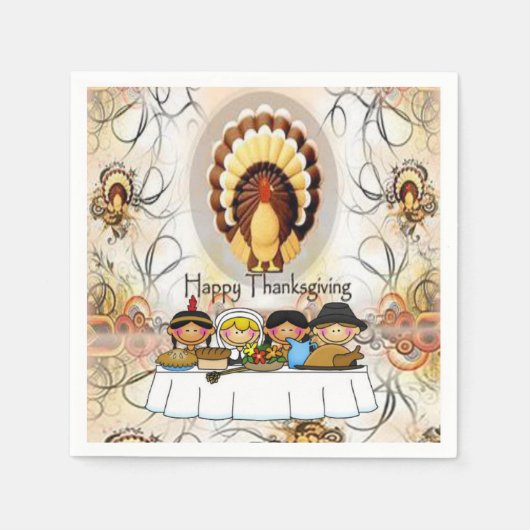 Serviette En Papier Papier Napkins Thanksgiving (Devant)