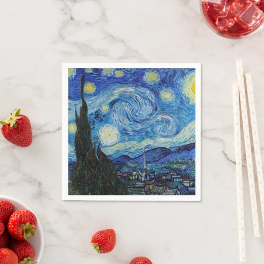 SERVIETTE EN PAPIER PAPIER NAPKINS : VAN GOGH : STARRY NIGHT (En situation)