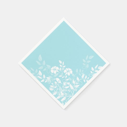 Serviette En Papier Papier Naples-Aqua Floral (Coin)