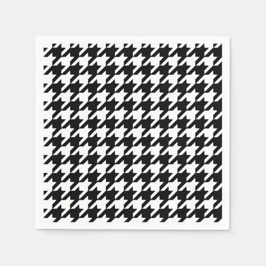 Serviette En Papier Papier noir Houndstooth Napkins (Devant)