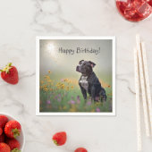 Serviette En Papier Papier noir Pitbull d'anniversaire (En situation)
