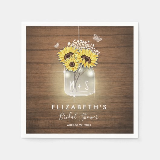 Serviette En Papier Papier nuptial tournesol Mariage grange (Devant)