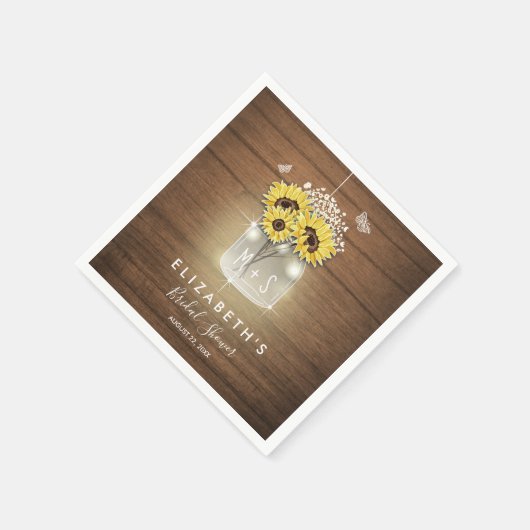 Serviette En Papier Papier nuptial tournesol Mariage grange (Coin)