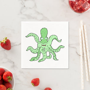 Serviette En Papier Papier octopique vert