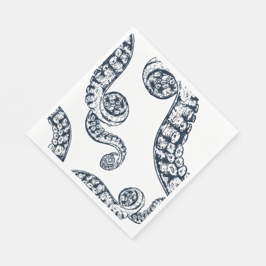 Serviette En Papier Papier Octopus Nautique Marine (Coin)