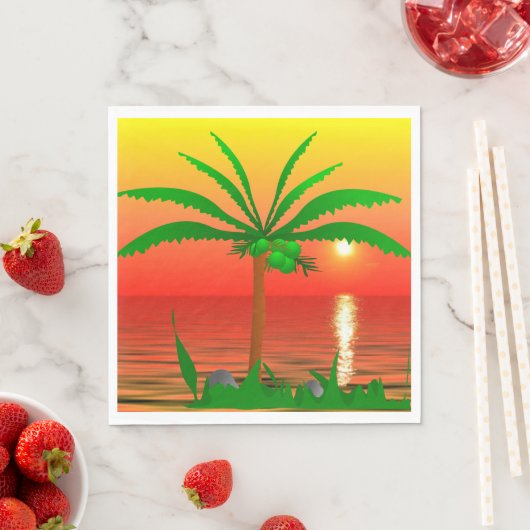 Serviette En Papier Papier Palm Tree Napkin (En situation)