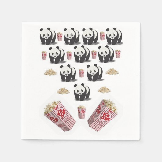 Serviette En Papier Papier, Panda Bear Popcorn (Devant)