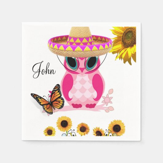 Serviette En Papier Papier Papier à papillon Chouette de tournesol (Devant)