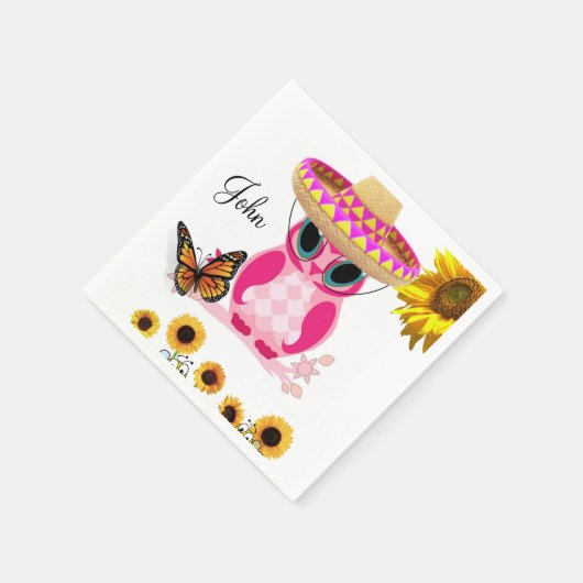 Serviette En Papier Papier Papier à papillon Chouette de tournesol (Coin)