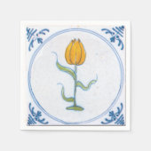 Serviette En Papier Papier papier Delft Blue White Yellow Tulip Art (Devant)