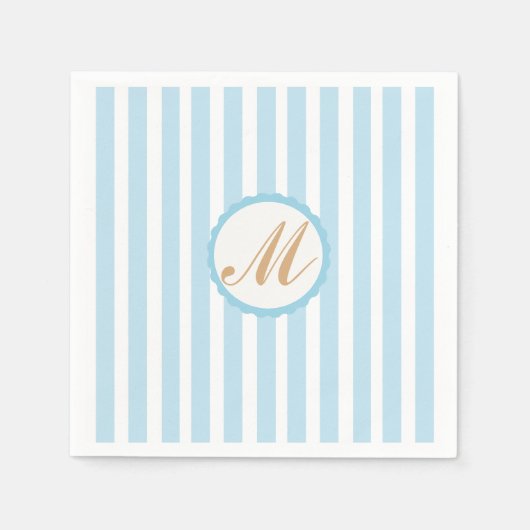 Serviette En Papier Papier Papier Monogramme Or Blanc Bleu Bleu Bleu (Devant)