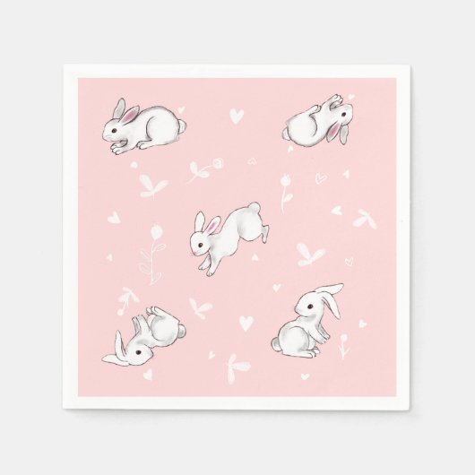 Serviette En Papier Papier Papier Papier Papier Papier Pink Bunny (Devant)