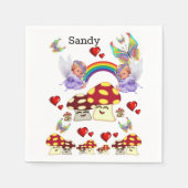 Serviette En Papier Papier, Papillon aux champignons angéliques (Devant)