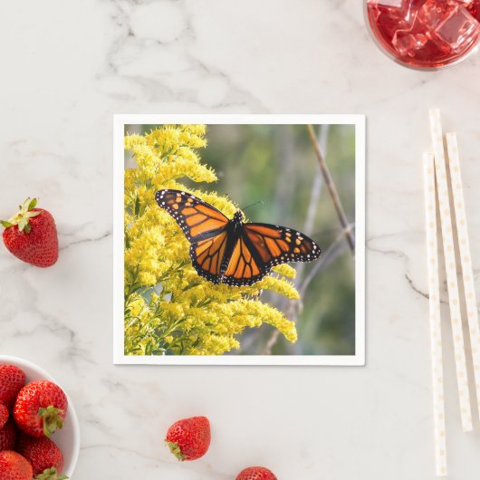 Serviette En Papier Papier papillon monarque Napkin (En situation)