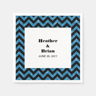 Serviette En Papier Papier Parties scintillant bleu Chevron
