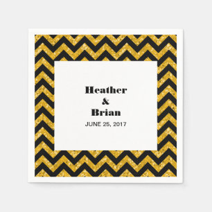 Serviette En Papier Papier Parties scintillant Chevron jaune