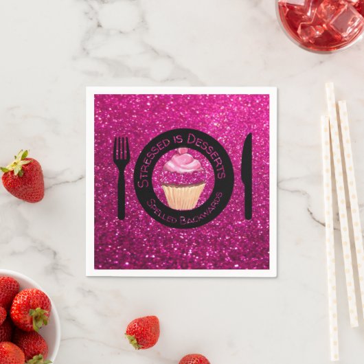 Serviette En Papier Papier Parties scintillant rose serviettes (En situation)