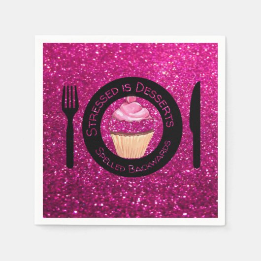 Serviette En Papier Papier Parties scintillant rose serviettes (Devant)