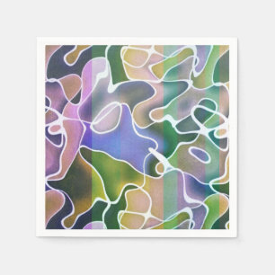 Serviette En Papier Papier Pastel Abstrait Grilles serviettes