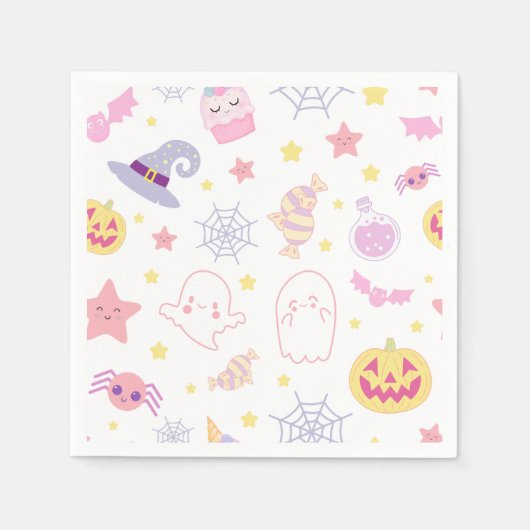 Serviette En Papier Papier pasteloween mignon Halloween (Devant)