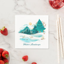 Papier paysage hiver Napkin