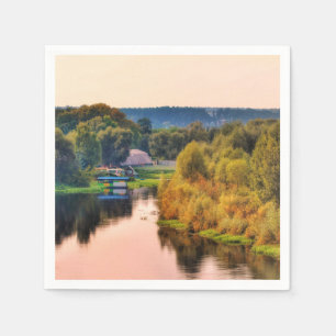 Serviette En Papier Papier paysager d'automne rural Napkin