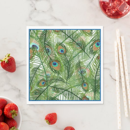 Serviette En Papier Papier Peacock plumes serviettes (En situation)