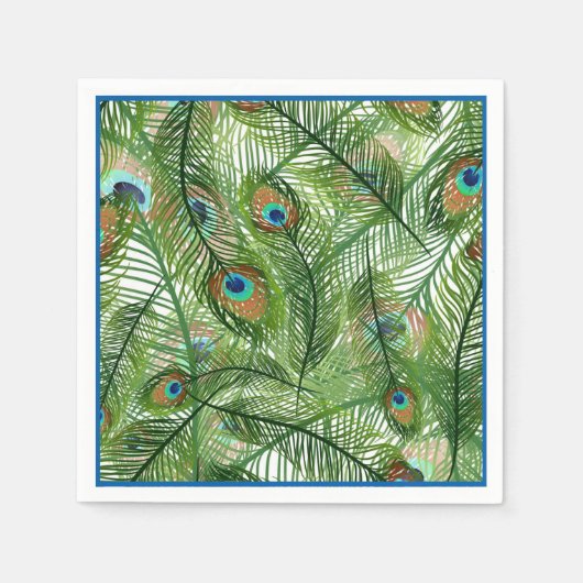 Serviette En Papier Papier Peacock plumes serviettes (Devant)