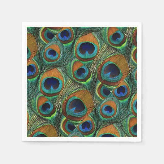 Serviette En Papier Papier Peacock - Tan, Bleu, Turquoise (Devant)