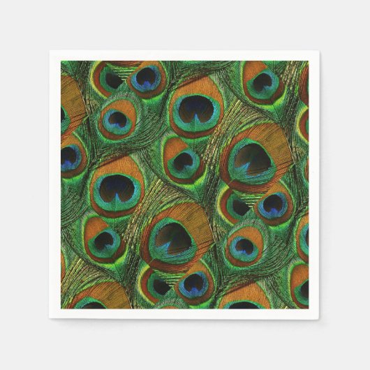 Serviette En Papier Papier Peacock - Vert, Bleu, Turquoise (Devant)