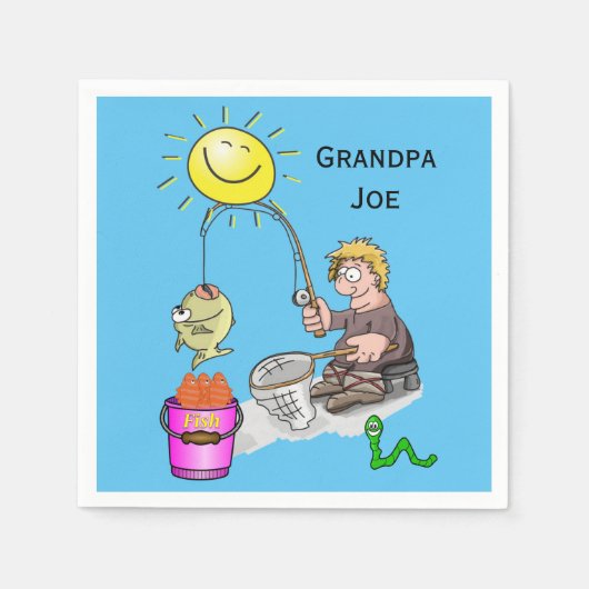 Serviette En Papier Papier, Pêcheur, Pêche Bleu (Devant)