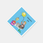 Serviette En Papier Papier, Pêcheur, Pêche Bleu (Coin)