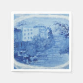 Serviette En Papier Papier peint à la main en toile bleu saule (Devant)