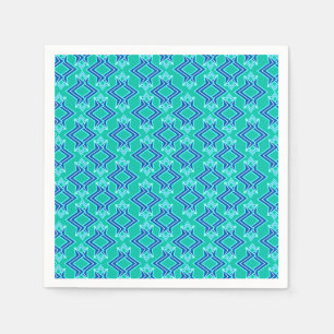 Serviette En Papier Papier peint Art Déco, turquoise et cobalt