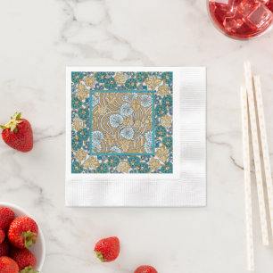 Serviette En Papier papier peint bleu art nouveau cyclamen