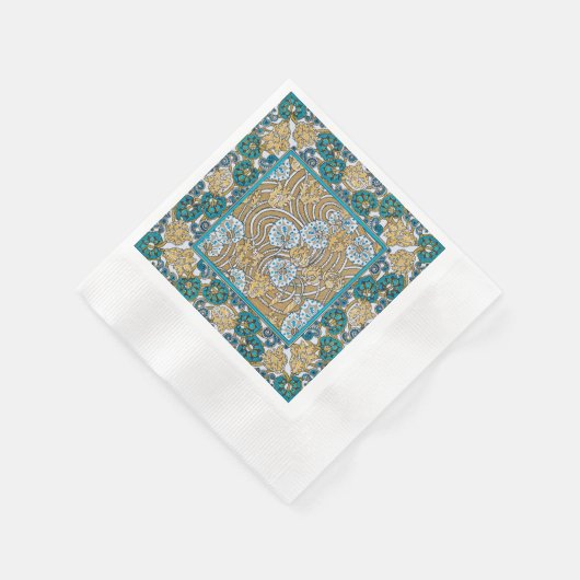 Serviette En Papier papier peint bleu art nouveau cyclamen (Coin)