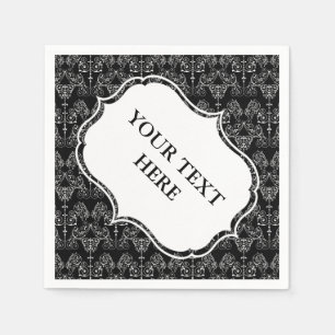 Serviette En Papier Papier peint Damas vintage - blanc + votre dossier