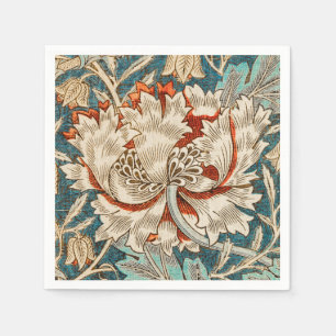 Serviette En Papier Papier peint floral Morris Teal Blue Honeysuckle