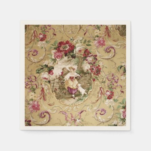 Serviette En Papier Papier peint floral victorien (Devant)