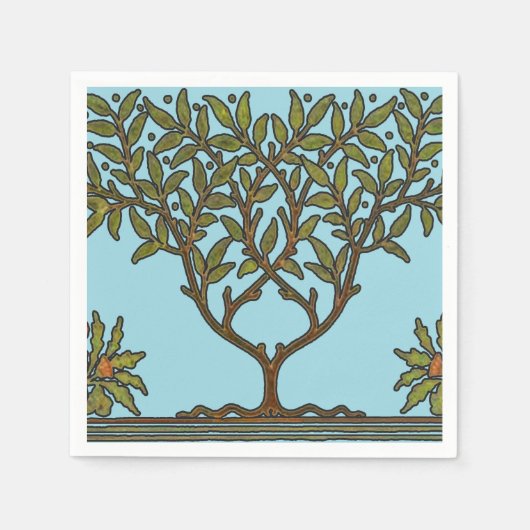 Serviette En Papier Papier peint frise d'arbre de William Morris (Devant)