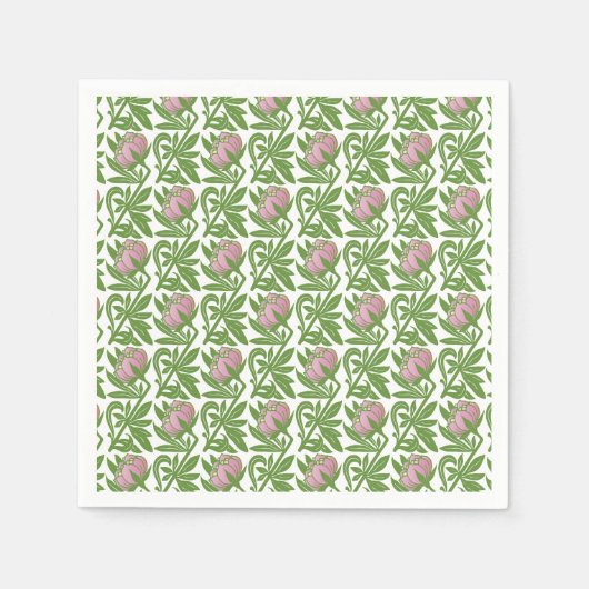 Serviette En Papier Papier peint nénuphars rose Art Nouveau (Devant)