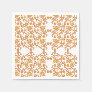 Serviette En Papier papier peint orange et blanc au design floral
