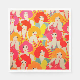 Serviette En Papier Papier peint rétro vintage des années 70