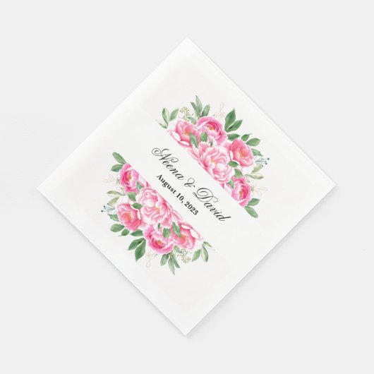 Serviette En Papier Papier Peonées rose-serviettes (Coin)